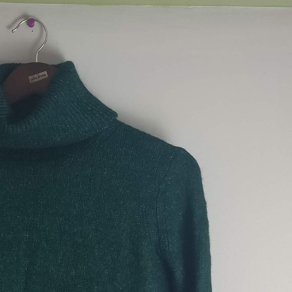 Greeen Alpaca Merino Wool blend Turtleneck rollneck warm sweater, Womens Medium - Picture 1 of 6